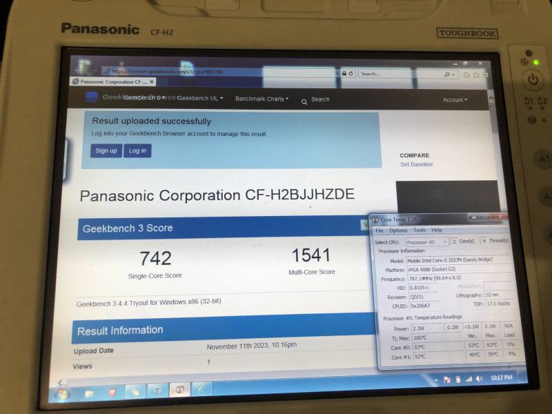 Toughbook cf-h2 geekbench 0397